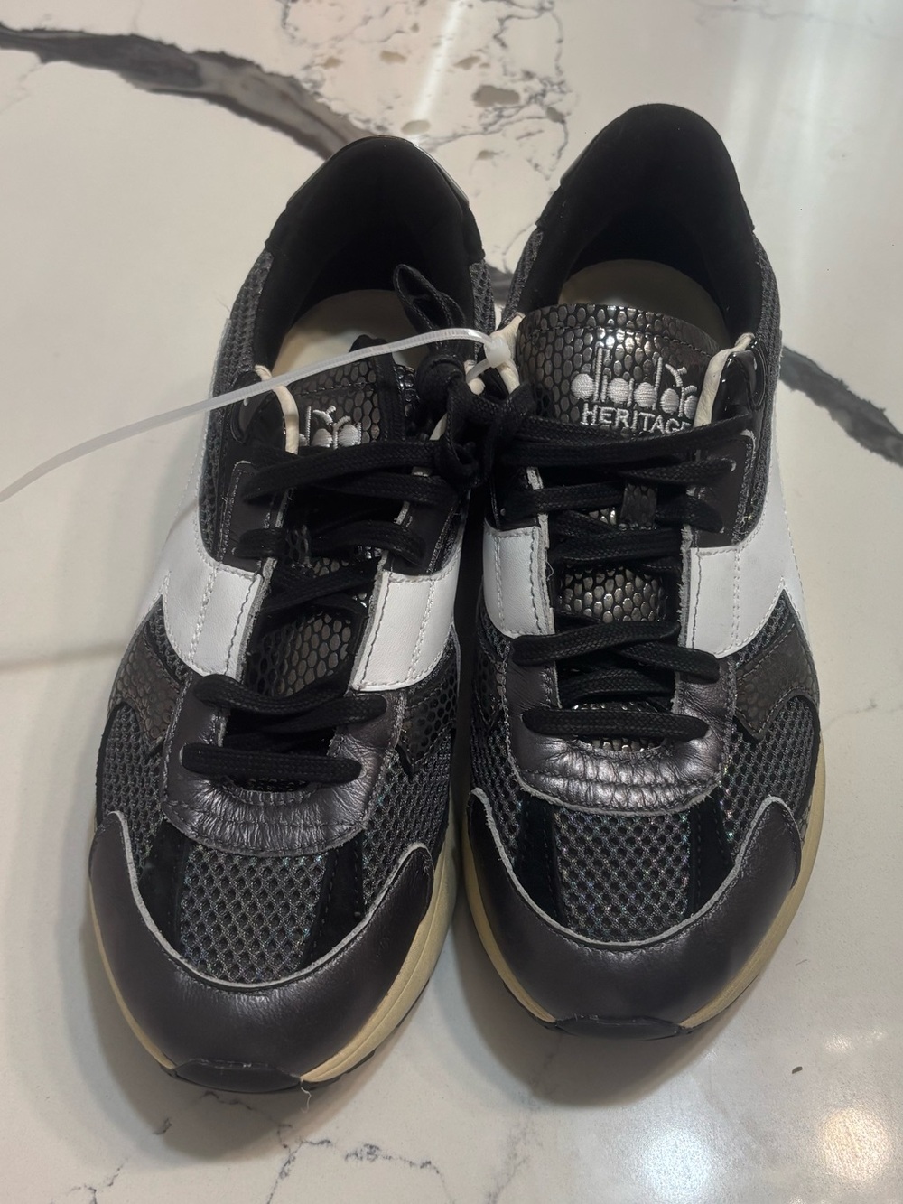 Diadora Heritage Black & White Retro Runner Sneakers